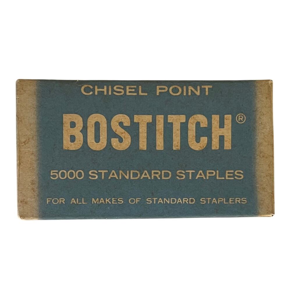 Vintage Bostitch Chisel Point Standard Staples 5000 Count Box Office Supply